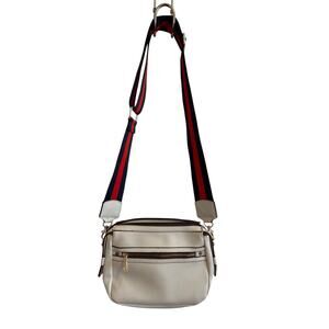 A+ vegan leather crossbody camera bag - white